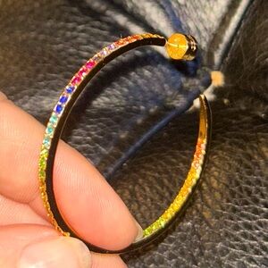 SINGLE EARRING Kurt Geiger Rainbow Hoop Earring LGBTQ+ Zaddy Goldtone Metal